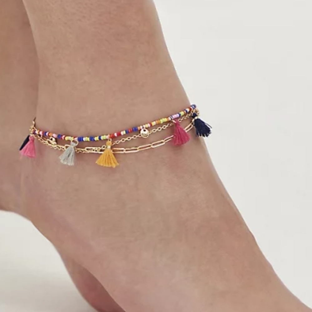 🆕️👣TASSEL ANKLET - GOLD TONE & MULTI COLOR👣